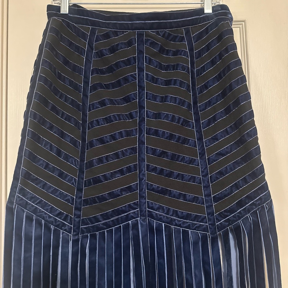 Free People Navy and Black Fringe Maxi Skirt - Picture 6 of 12